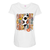 Game Day Soccer Season Groovy Soccer Lightning Bolt Long Sleeve T Shir Maternity Scoop Neck T-shirt | Artistshot