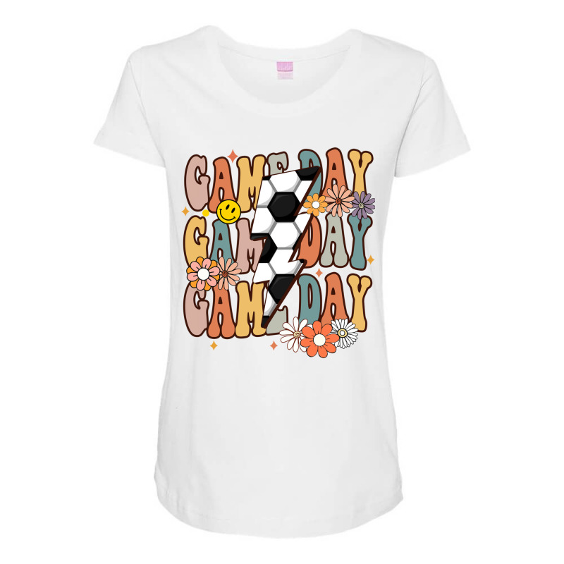 Game Day Soccer Season Groovy Soccer Lightning Bolt Long Sleeve T Shir Maternity Scoop Neck T-shirt by cm-arts | Artistshot