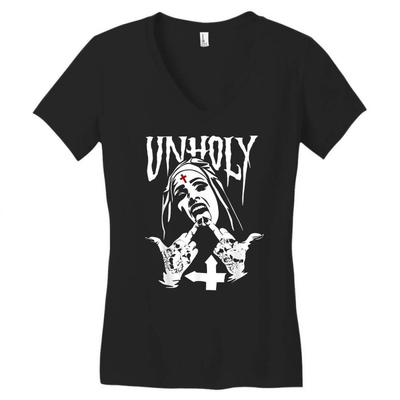 Satanic Nun Tattoos Unholy, Satanic Nun, Satan Bad Nun, Tattoos Unholy Women's V-Neck T-Shirt by SHOPOOOSS | Artistshot