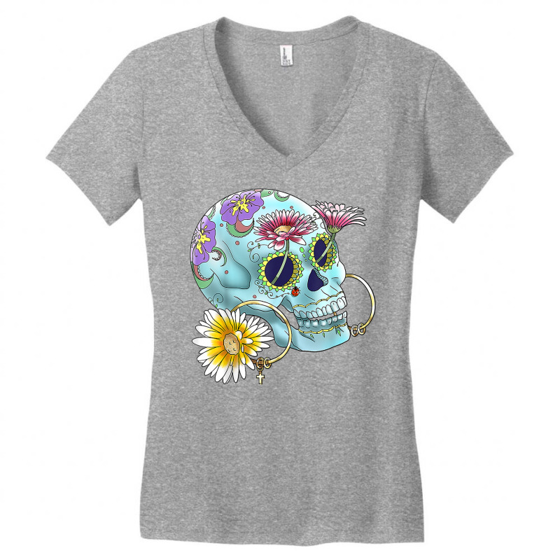 Mexican Calavera  Dia De Los Muertos  Day Of Dead T Shirt Women's V-Neck T-Shirt by hankeajrippleex5 | Artistshot