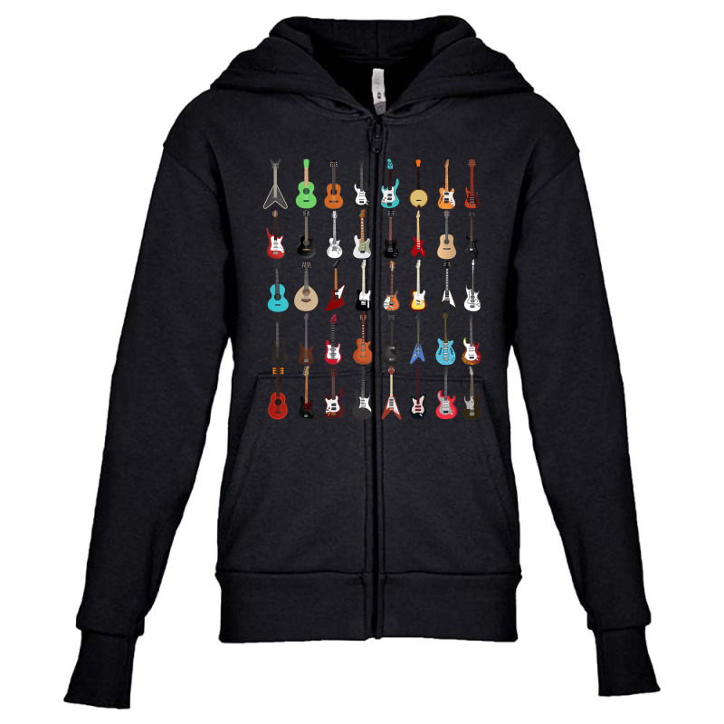 Guitar Musical Instrument (rock N Roll Tee) Youth Zipper Hoodie by Kosdapen517 | Artistshot