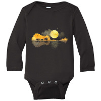 Guitar Nature Moon Retro Style Guitarist Acoustic Guitar Long Sleeve Baby Bodysuit | Artistshot