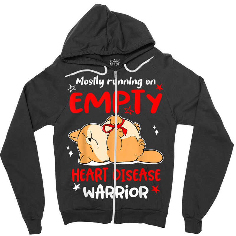 Mostly Running On Empty Heart Disease Warrior T Shirt Zipper Hoodie by cm-arts | Artistshot