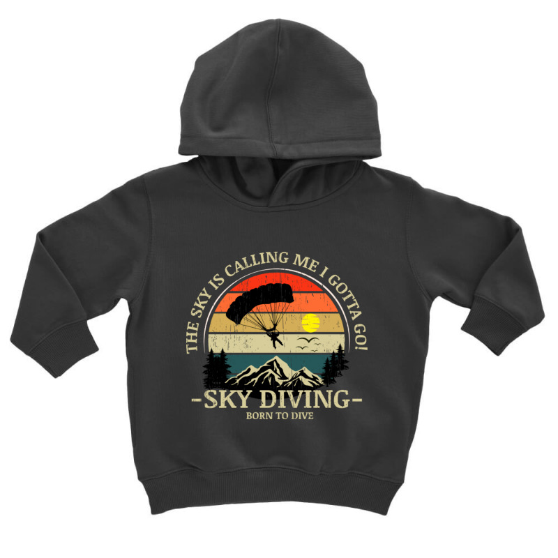 Skydiving Adventures Sky Is Calling Parachutes On Vintage Sunset Retro Toddler Hoodie by cm-arts | Artistshot