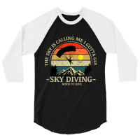 Skydiving Adventures Sky Is Calling Parachutes On Vintage Sunset Retro 3/4 Sleeve Shirt | Artistshot