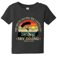 Skydiving Adventures Sky Is Calling Parachutes On Vintage Sunset Retro Baby Tee | Artistshot