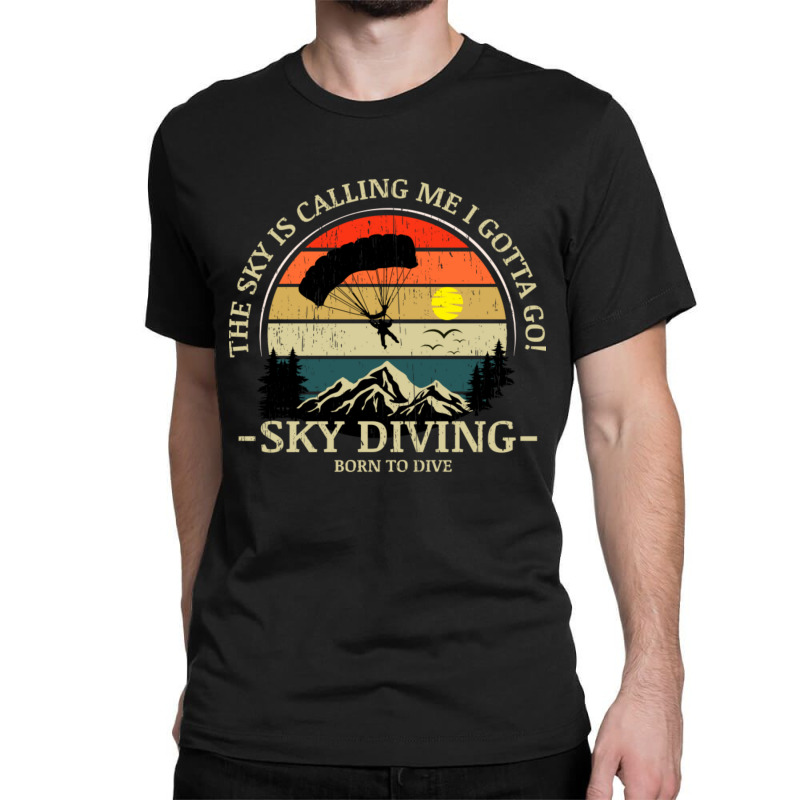 Skydiving Adventures Sky Is Calling Parachutes On Vintage Sunset Retro Classic T-shirt | Artistshot