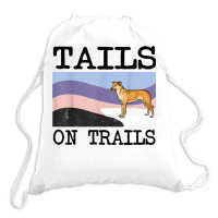 Chinook Tails On Trails Funny Dog Hiking T Shirt Drawstring Bags | Artistshot