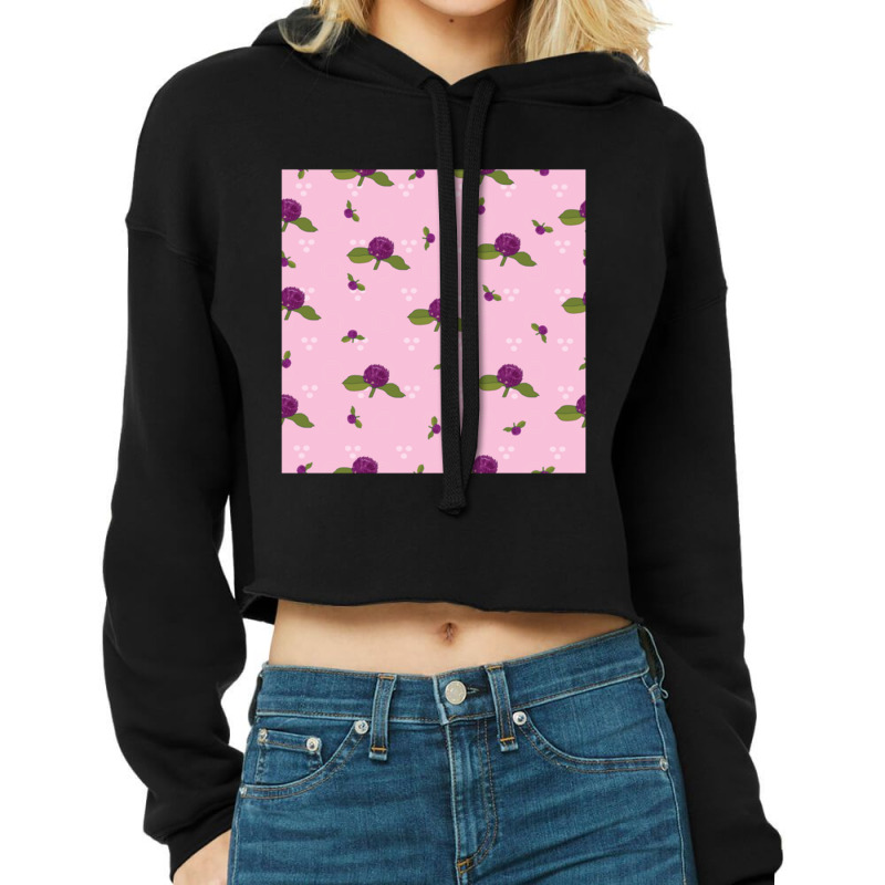 Globe Amaranth- Vadamalli -seamless Pattern For Onam Trends Cropped Hoodie by cm-arts | Artistshot