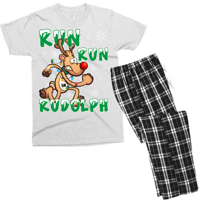 Christmas 5k Run Run Rudolph Holiday Team Running Outfit Men's T-shirt Pajama Set | Artistshot