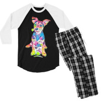 Dog With Perky Ears Men's 3/4 Sleeve Pajama Set | Artistshot