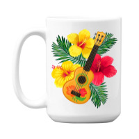 Hawaiian Ukulele Lute Guitar Hibiscus 15 Oz Coffee Mug | Artistshot