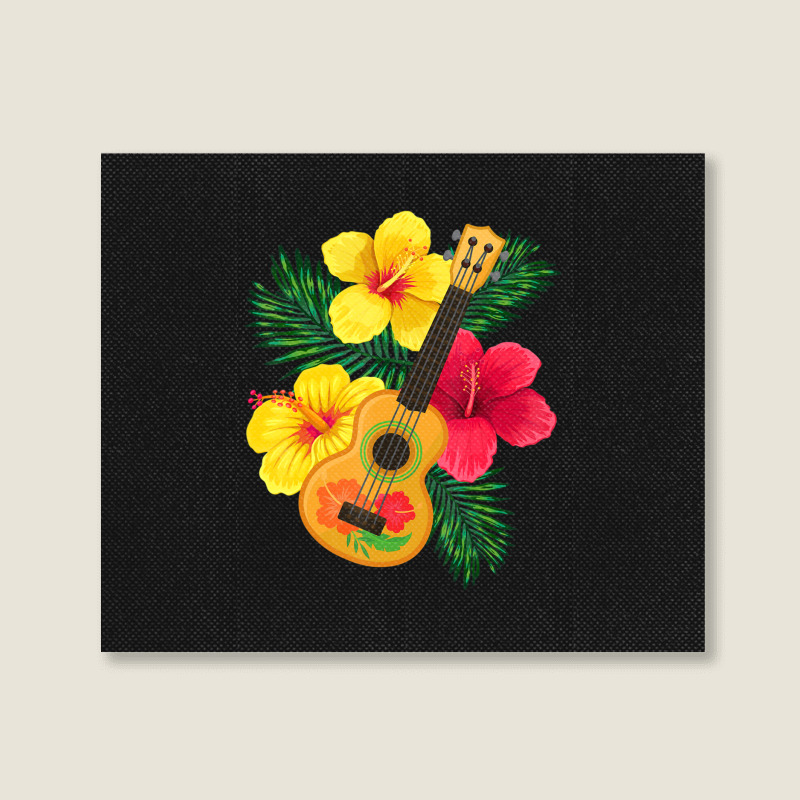 Hawaiian Ukulele Lute Guitar Hibiscus Landscape Canvas Print | Artistshot