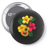 Hawaiian Ukulele Lute Guitar Hibiscus Pin-back Button | Artistshot