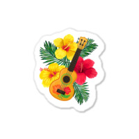 Hawaiian Ukulele Lute Guitar Hibiscus Sticker | Artistshot