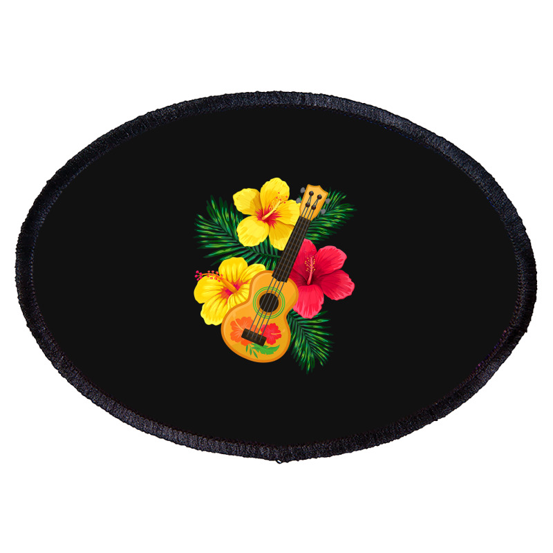 Hawaiian Ukulele Lute Guitar Hibiscus Oval Patch | Artistshot