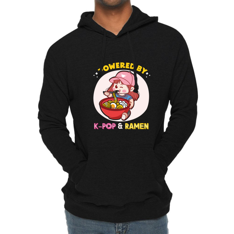 Powered By K Pop And Ramen Japanese Noodles Korean Kpop Novely Lightweight Hoodie by cm-arts | Artistshot