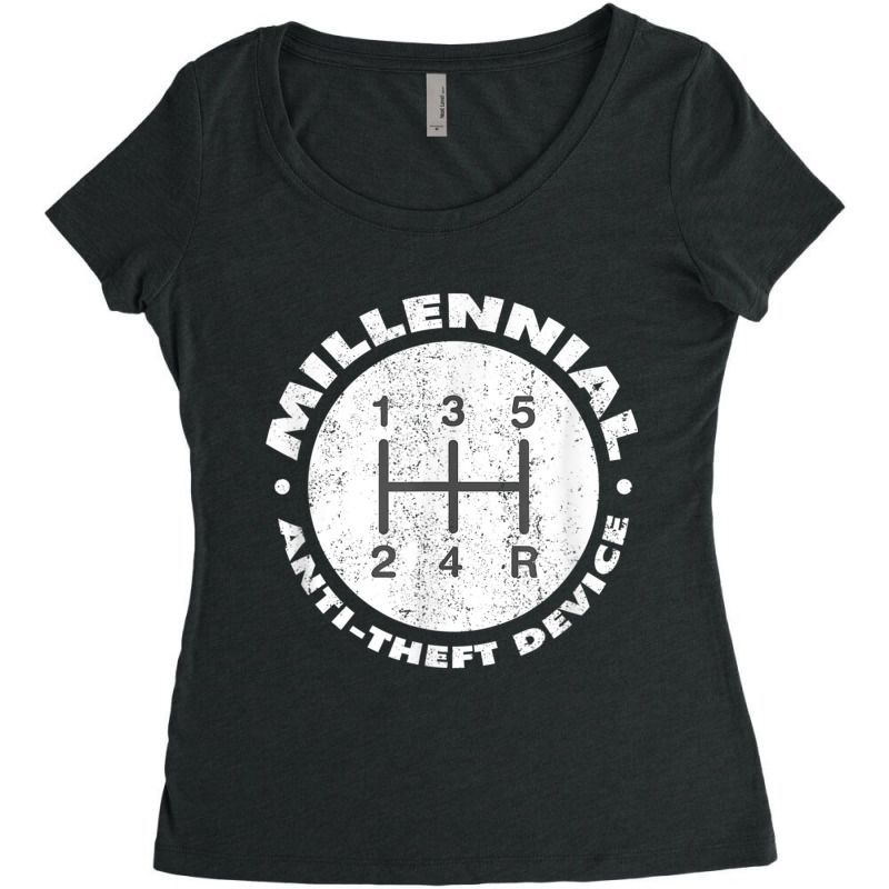 Millennial Anti Theft Device Manual Shift Funny T Shirt Women's Triblend Scoop T-shirt by cm-arts | Artistshot