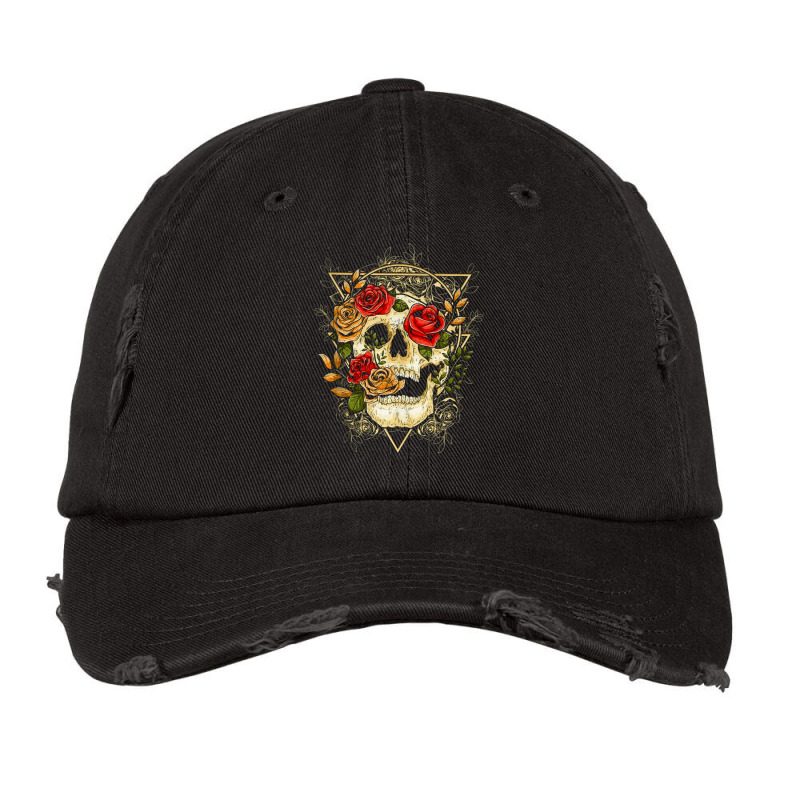 Pretty Floral, Tattoo Art, Skull Calavera With Roses, Calavera With Ro Vintage Cap by SHOPOOOSS | Artistshot