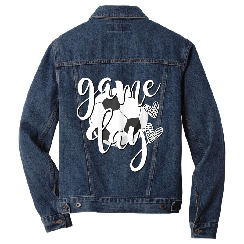 Game Day Soccer Ball With Hearts Soccer Mom Soccer Player Men Denim Jacket by Koyanho62 | Artistshot