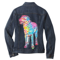 Black Labrador Front View Ladies Denim Jacket | Artistshot