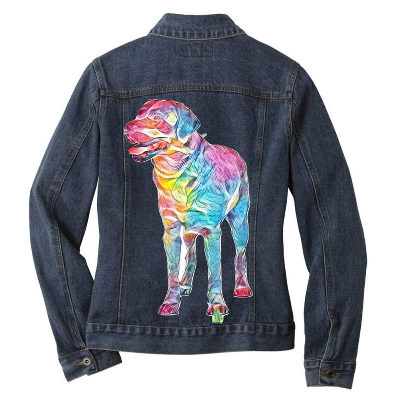 Black Labrador Front View Ladies Denim Jacket by Kemnabi | Artistshot