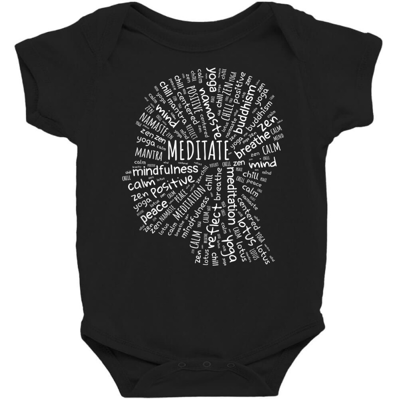 Meditate Mindfulness Zen Buddha Yoga Wordart T Shirt Baby Bodysuit by cm-arts | Artistshot