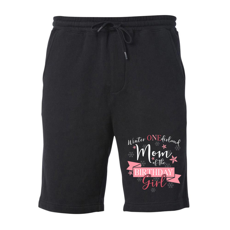 Womens Winter Onederland Mom Of The Birthday Girl Fleece Short | Artistshot