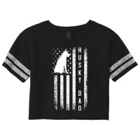 Mens Husky Lover Siberian Husky Dad American Flag Dog Lover Scorecard Crop Tee | Artistshot