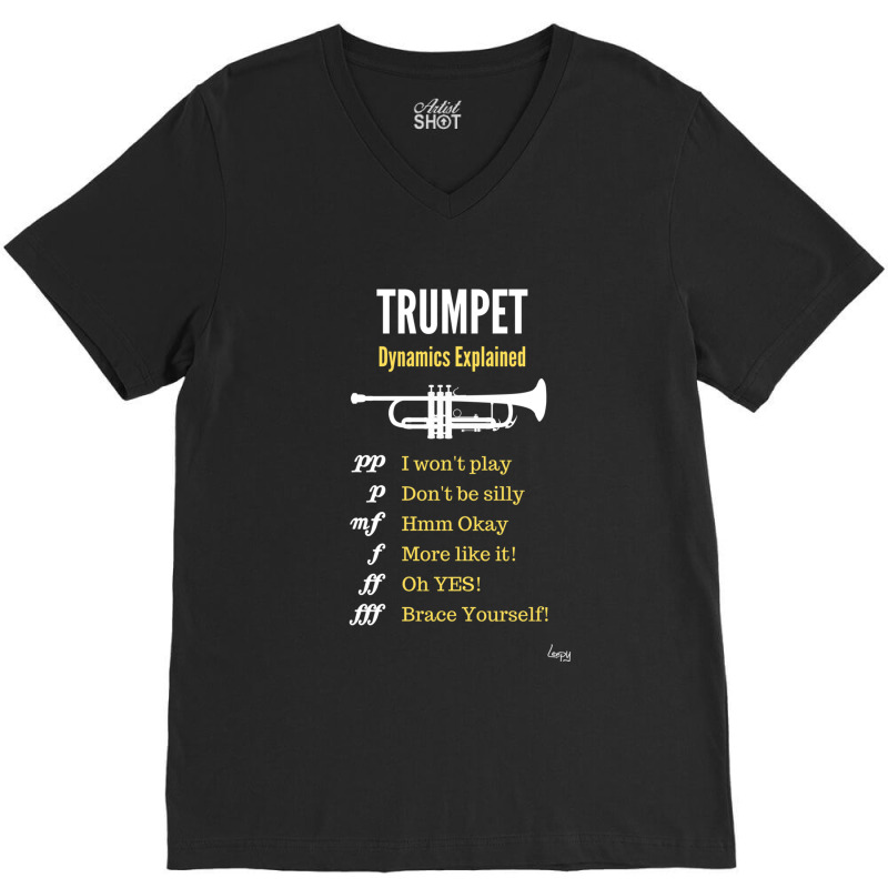 Trumpet Dynamics Explained   Trumpet Humour V-neck Tee | Artistshot