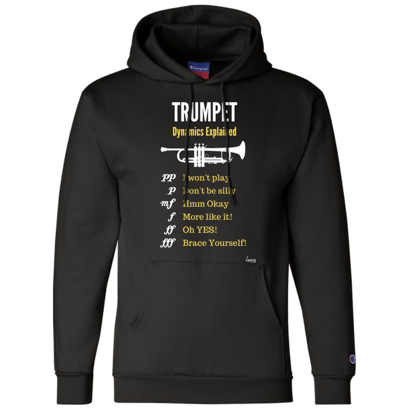 Trumpet Dynamics Explained   Trumpet Humour Champion Hoodie | Artistshot