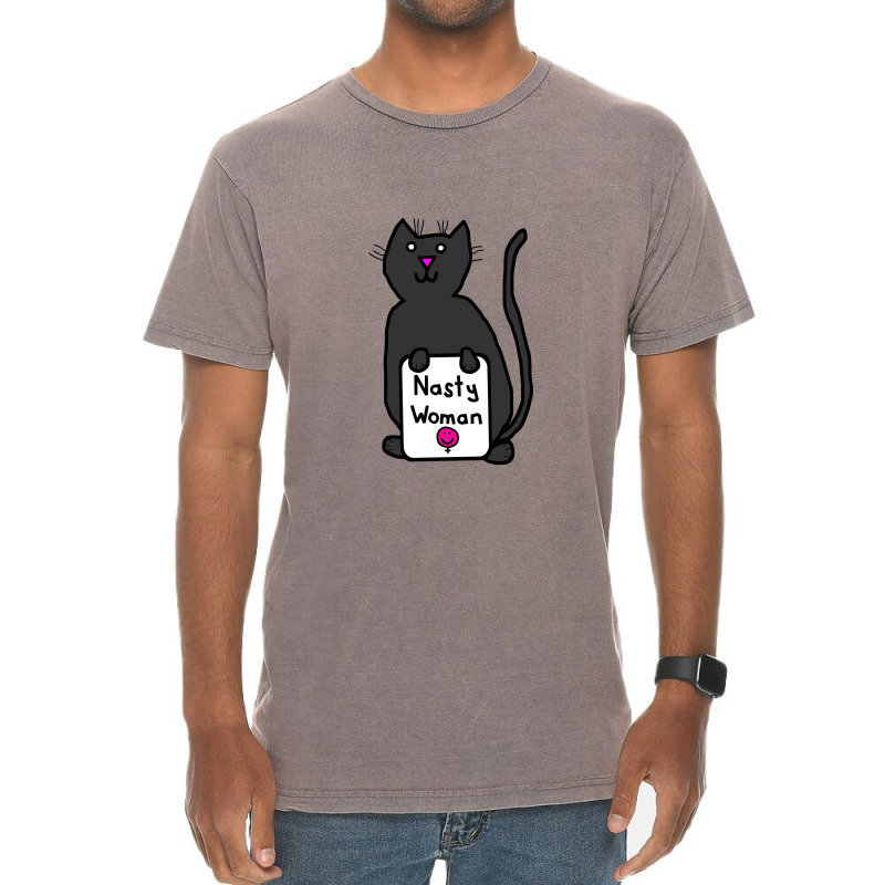 Cute Cat With Nasty Woman Sign  Kamala Vintage T-shirt | Artistshot