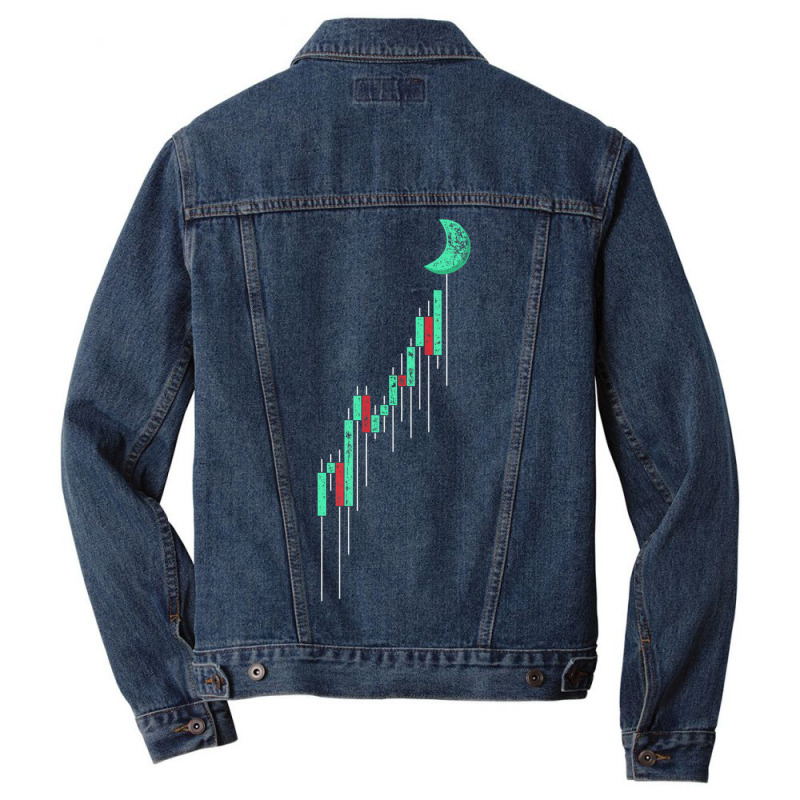 Crypto Trading Hodl Vintage Stock Chart To The Moon Men Denim Jacket by cm-arts | Artistshot