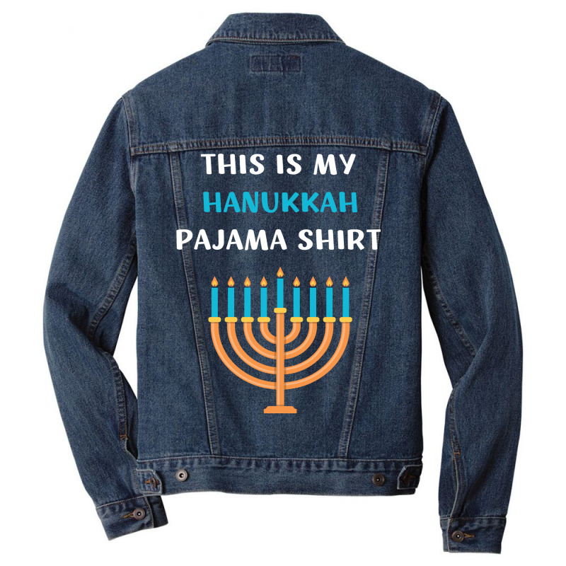 Funny Hanukkah Pajama Jewish Holiday Gift Chanukah Pajama Men Denim Jacket | Artistshot