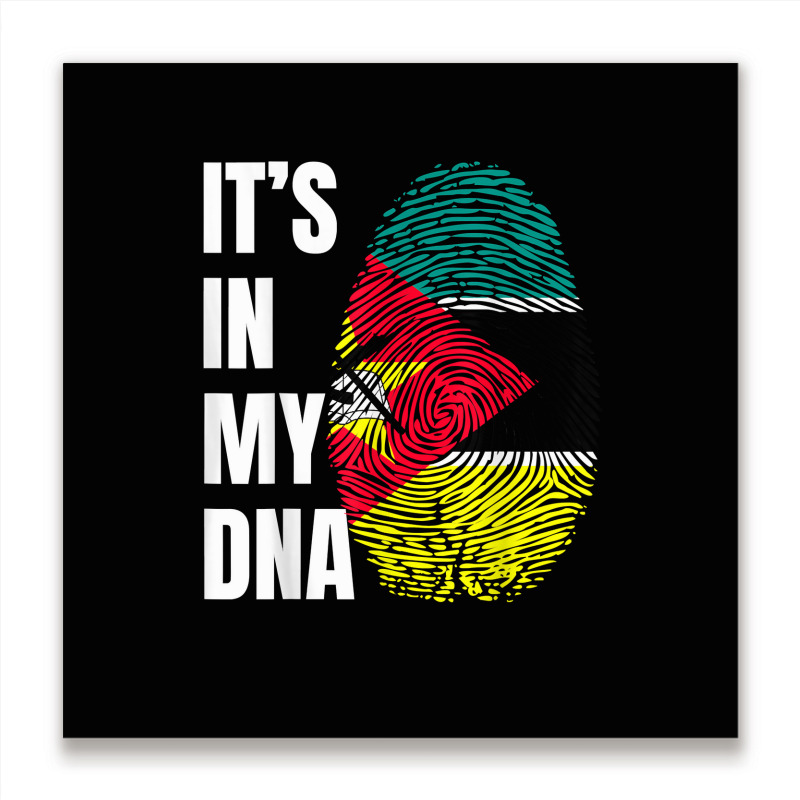 Fingerprint Dna Biometry Flag Mozambique T Shirt Metal Print Square by cm-arts | Artistshot