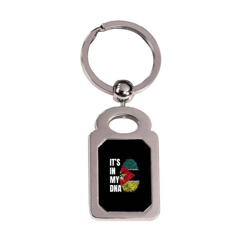 Fingerprint Dna Biometry Flag Mozambique T Shirt Silver Rectangle Keychain by cm-arts | Artistshot