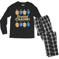 Funny Jewish Tshirt Dreidel Champ Cute Hanukkah Gift Men's Long Sleeve Pajama Set | Artistshot