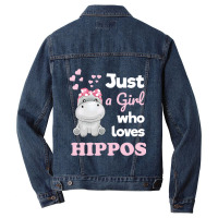 Girls Hippo Gift Just A Girl Who Loves Hippopotamuses Men Denim Jacket | Artistshot