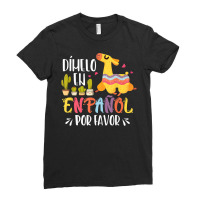 En Espanol Por Favor Bilingual Spanish Teacher T Shirt Ladies Fitted T-shirt | Artistshot