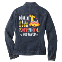 En Espanol Por Favor Bilingual Spanish Teacher T Shirt Ladies Denim Jacket | Artistshot