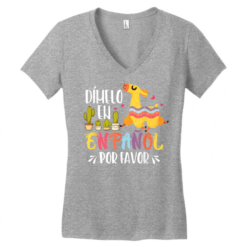 En Espanol Por Favor Bilingual Spanish Teacher T Shirt Women's V-Neck T-Shirt by cm-arts | Artistshot