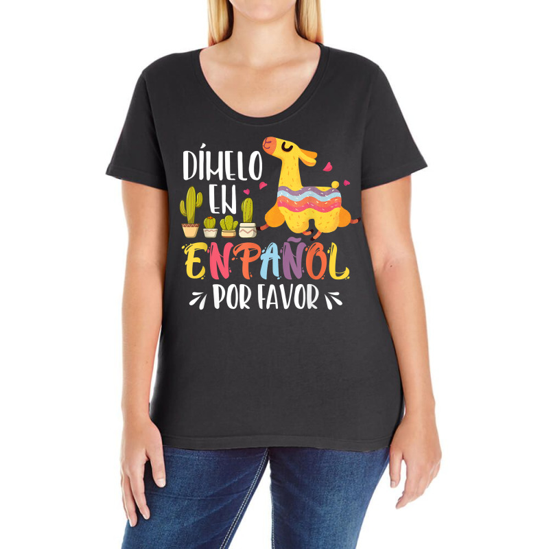 En Espanol Por Favor Bilingual Spanish Teacher T Shirt Ladies Curvy T-Shirt by cm-arts | Artistshot