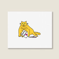 Small Cat Writes Nasty Woman Sign Kamala Landscape Canvas Print | Artistshot