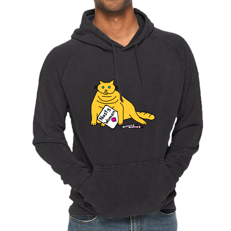 Small Cat Writes Nasty Woman Sign Kamala Vintage Hoodie | Artistshot