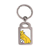 Small Cat Writes Nasty Woman Sign Kamala Silver Rectangle Keychain | Artistshot