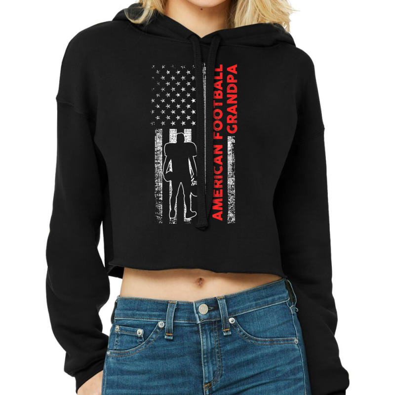 Mens Grandpa Grandfather Granddad American Football Player Cropped Hoodie by Kemriban527 | Artistshot