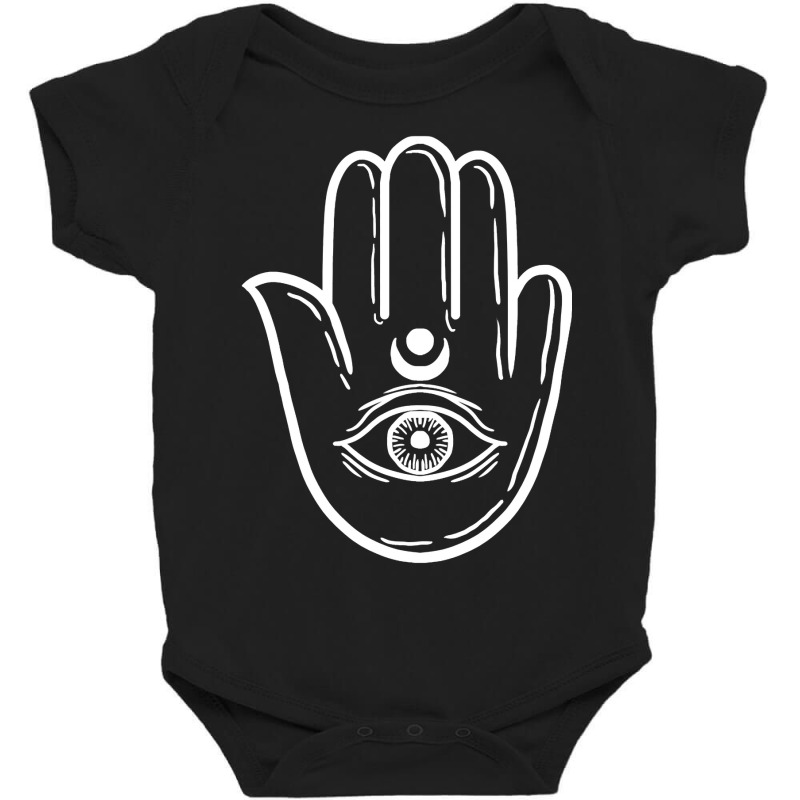 Hand Eye Hamsa Minimal Art Chanukah Festival Jewish Gift Baby Bodysuit by Heatherj90 | Artistshot