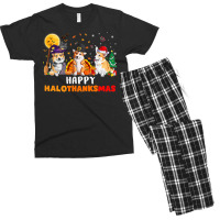 Corgi Dog Halloween Merry Christmas Happy Hallothanksmas Men's T-shirt Pajama Set | Artistshot