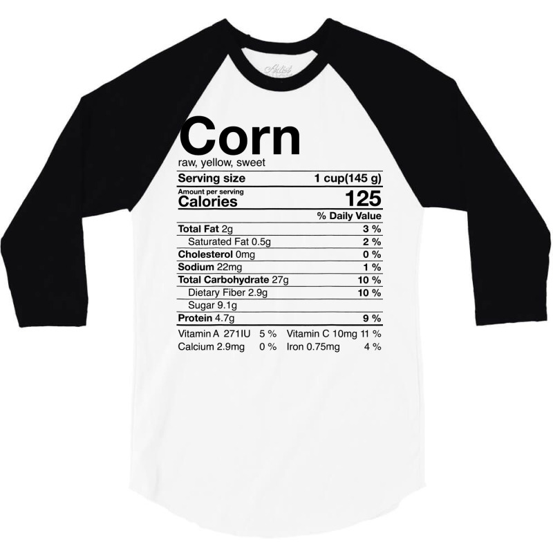 Corn Nutritional Facts Gifts Thanksgiving Costume Christmas 3/4 Sleeve Shirt | Artistshot