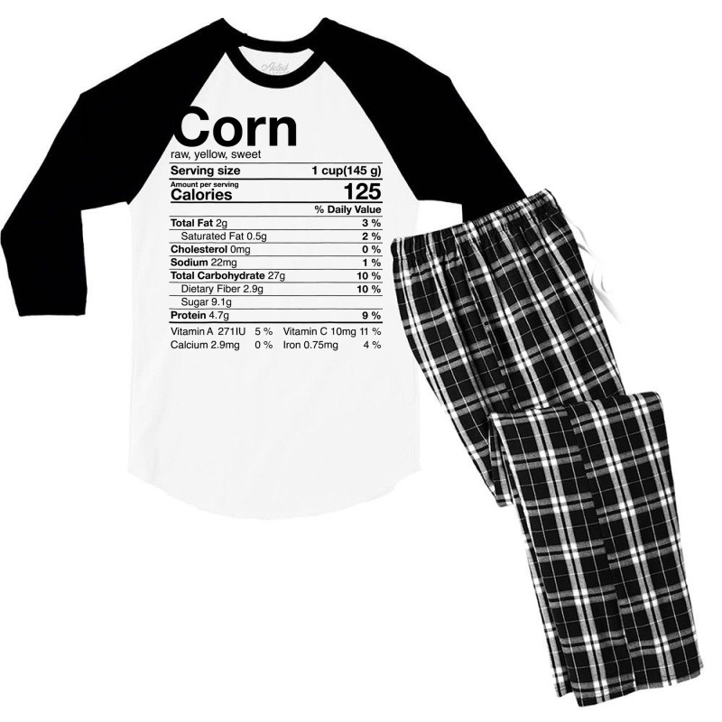 Corn Nutritional Facts Gifts Thanksgiving Costume Christmas Men's 3/4 Sleeve Pajama Set | Artistshot